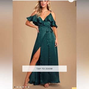 Wrap dress satin floor length gown